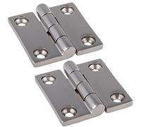 BOOTSTEILE BRAUER Stainless Steel A4 Door Hinge, 2 Pieces, Square, Symmetrical, 50 x 50 mm, Polished Finish