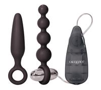 Booty Call Butt Plug Vibrator Kit Black Anal Probe Beads Bullet Vibe Sex Toy Set