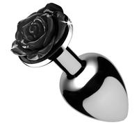 Booty Sparks Black Rose - aluminium anal plug (silver-black)