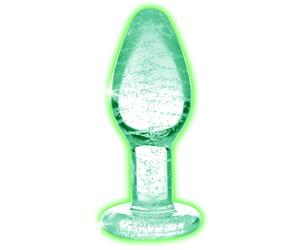 Booty Sparks Glow in the Dark L - Glass Anal Plug (Clear)