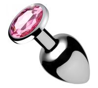 Booty Sparks Pink Gem Medium Anal Butt Plug with a Smooth Metal Finish