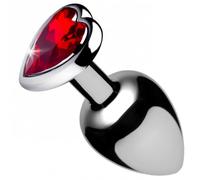 Booty Sparks Red Heart Medium Anal Butt Plug with a Smooth Metal Finish