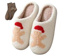 BOOUKILE Happy Face Slippers for Women Men Retro Soft Cosy Comfortable Plush Lightweight Slippers Indoor Outdoor Non-Slip Sole, christmas jbr, 40/42.5 EU