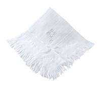 Booulfi Baby Blanket for Newborn Waffle Cellular Blankets Baby Shawl Tassel Ribbon Silver Cross Embriodery Christening White Blanket Newborn Essentials,Size 45.5x45.5