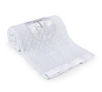 Booulfi Baby Blanket Newborn Girl Boy Blanket Receiving Baby Blanket with Satin Trim, White Knit Thermal Shawl Baptism Christening Towel