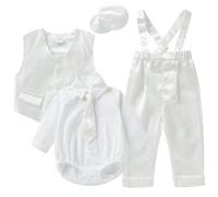 Booulfi Baby Boys' Clothing Baby Boy Wedding Suit Christening Outfit For Boys Ring Bearer Tuxedo Ivory Shirt Pant 12-18 Months