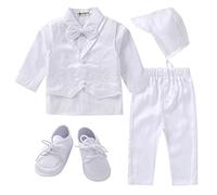 Booulfi Christening Outfit for Boys Waistcoat Suit Formal Tuxedo Baptism 2nd Birthday Outfit 6PCS Baby Boy Clothes 18-24 Months