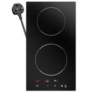 BOOVAL Plug in Induction Hob - 30cm 2 Ring Built-in Electric Hob, 2900W Touch Control with 9 Power Levels, 99 Min Timer & Child Lock, Ceramic Glass, 13AMP Plug Included(BIH292T)