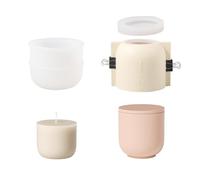 BOOWAN NICOLE 100 ml Round Candle Jar Concrete Casting Mould with Refill Silicone Moulds, 3 oz Pillar Candle Holder Tin with Lid Silicone Mould Bowl for Candle Making Crafts (SH1024 915-2 LZ0625)