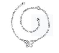 Boowhol Beautiful Lady Jewelry 925 Sterling Silver Elegant Crystal Butterfly Foot Chain Adjustable Anklet