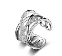 Boowhol Ring female 925 hipster line with diamond tail ring Simple middle finger silver index finger ring