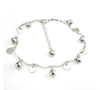 Boowhol Unisex adjustable anklet anklet bracelet with pendant heart bell made of 925 sterling silver. Bracelet