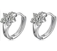Boowhol Women's Diamond Clip on Earings Hoop Creole Glitter Zircon Flowers Snowflakes 925 Sterling Silver Earrings