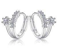 Boowhol Women's Girl's Diamond crystal Clip on Drop Earings Hoop 925 Sterling Silver