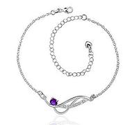 Boowhol Zircon 925 Sterling Silver Twist Infinity Adjustable Anklet for Women Girls Men, 20 centimeters, Sterling Silver, Cubic Zirconia