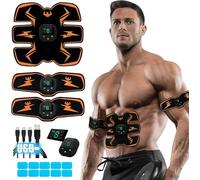 BOOWO EMS Muscle Stimulator, Abs Stimulator, Electronic Abdominal Muscle Stimulator,Muscle Trainer,USB Rechargeable Gear for Abdomen/Arm/Leg, Ab Stimulator Equipment for Men Women,10 Free Gel