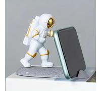 Booyah.UK Astronaut Phone Stand Holder, Universal Desktop Support Frame, Office Desk Decoration (Standing Gold Helmet & Pads)