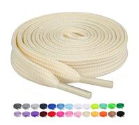 Booyckiy 2 Pairs 2/5" Flat Shoe Laces for Sneakers 26 Colors Shoelaces in 27"-72", Beige(2 Pairs), 72inch (183cm)