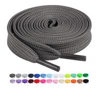 Booyckiy 2 Pairs 2/5" Flat Shoe Laces for Sneakers 26 Colors Shoelaces in 27"-72", Drak Grey(2 Pairs), 40inch (102cm)
