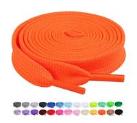 Booyckiy 2 Pairs 2/5" Flat Shoe Laces for Sneakers 26 Colors Shoelaces in 27"-72", Fluorescent Orange(2 Pairs), 48inch (122cm)