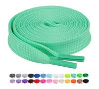 Booyckiy 2 Pairs 2/5" Flat Shoe Laces for Sneakers 26 Colors Shoelaces in 27"-72", Mint Green(2 Pairs), 40inch (102cm)
