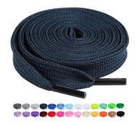 Booyckiy 2 Pairs 2/5" Flat Shoe Laces for Sneakers 26 Colors Shoelaces in 27"-72", Navy Blue(2 Pairs), 59inch (150cm)