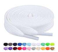 Booyckiy 2 Pairs 2/5" Flat Shoe Laces for Sneakers 26 Colors Shoelaces in 27"-72", Off White(2 Pairs), 45inch (114cm)