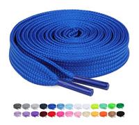 Booyckiy 2 Pairs 2/5" Flat Shoe Laces for Sneakers 26 Colors Shoelaces in 27"-72", Royal Blue(2 Pairs), 27inch (69cm)
