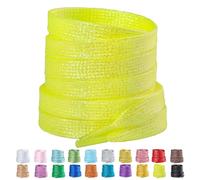 Booyckiy 2 Pairs Flat Glitter Metallic Sparkly Shoe Laces for Sneakers, 5/16" Wide Shiny Replacement Shoelaces, Yellow(2 Pairs), 63inch(160cm)