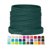 Booyckiy 2 Pairs Flat Shoe Laces for Sneakers 2/5" Poly Cotton Shoelaces for Womens, Emerald Green, 71inchs(180cm)