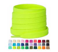 Booyckiy 2 Pairs Flat Shoe Laces for Sneakers 2/5" Poly Cotton Shoelaces for Womens, Neon Yellow, 71inchs(180cm)