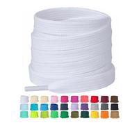 Booyckiy 2 Pairs Flat Shoe Laces for Sneakers 2/5" Poly Cotton Shoelaces for Womens, White, 31inchs(80cm)