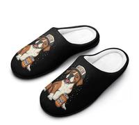 Booze Hound Cotton Slippers for Men Non-Slip Breathable Winter House Slippers Indoor Outdoor 7-8(40-41)