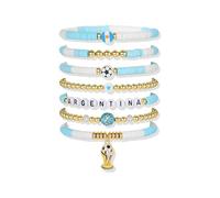 BOOZIQ 2026WorldCup Soccer Bracelets for Women 7PCS Stackable Stretch Beaded Soccer Bracelet Set Game Day Bracelet Fifa 2026WorldCup Merchandise SoccerMom Sports Fans Jewelry Gift, 5.5 UK, Clay, no