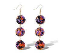 BOOZIQ Disco Ball Earring for Women Sparkle Rhinestone Ball Dangle Earring, L, Metal, No Gemstone