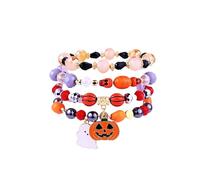 BOOZIQ Halloween Bracelets for Women Goth Bead Stretch Bracelet Punk Pumpkin Ghost Spider Bat Bracelets Mysterious Witch Bracelet Halloween Jewelry Emo Accessories, 5.5 UK, Soft clay, no gemstone
