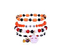 BOOZIQ Halloween Bracelets for Women Goth Bead Stretch Bracelet Punk Pumpkin Ghost Spider Bat Bracelets Mysterious Witch Bracelet Halloween Jewelry Emo Accessories, 5.5 UK, Soft clay, no gemstone