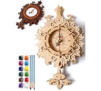 BOOZUU 3D Wooden Vintage-Clock Puzzle - DIY Mechanical Wall Clock Kit, Wooden Mechanical Puzzle with Painting for Adults