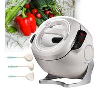 BOOZXCV 2000w 6l Automatic Cooking Wok Fried Rice Machine, Automatic Cooking Machine with Touch, 3-Speed Adjustable, Automatic Rotation, for Stir-Frying, Stewing, Cooking- 3 Cooking Utensils