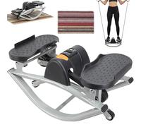 BOOZXCV Lateral Rock Stepper Side to Side, Balance Rocking Fitness Stepper Workout Machine with Resistance Bands, Compact Exercise Stepper
