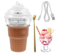 BOOZXCV Mini Ice Cream Maker, 450ML Automatic Electric Ice Cream Machine with Spoon and Ingredient Chute, Portable USB Charge Port, DIY Multi Purpose Homemade Gelato (Maroon)