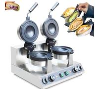 BOOZXCV Panini Press Machine - Double-Sided Heating, Adjustable Temperature 50-300℃, 5 Minutes Timer for Home Party, for Bread and Donuts