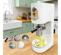 BOOZXCV Professional Spaghetti Ice Cream Maker, Multi-shape Spaghetti Ice Cream Press Machine, Spaghetti Ice Cream Machine with 4 Molds, 28-30L/H 6-8s/cup for Shops (White)