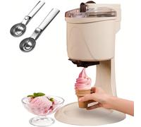 BOOZXCV Soft Serve Ice Cream Machine, 1000ML Household Automatic Soft Ice Cream Making Machine, 20W Fruit Dessert Yogurt Cone Ice Cream Maker with 2 spoons, Healthy,