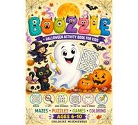 Boozzle - Halloween Activity Book for Kids: Fun and Spooky Mazes, Word Scrambles, Tic-Tac-Toe, I Spy Games, Color by Number, Drawing Activities, Pattern Puzzles and Cute Halloween Coloring Pages