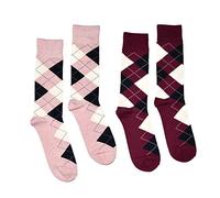 Bop Classy Men's Dress Crew Socks Argyle Pattern 2 Pair Set - Premium Cotton - Multicoloured -