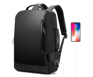 BOPAI Business 15.6 inch Laptop Backpack Intelligent Increase Compartment Invisible Anti-Theft Laptop Rucksack USB Charging and Water Resistant College Travel Men Backpack, Black