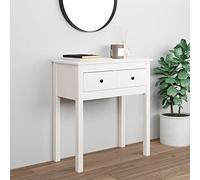 Bopdu Console Table Side Table Modern Sofa Table Hall Table Narrow Storage Console Table with 2 Drawers for Hallway Living Room Small Spaces White 70x35x75 cm Solid Wood Pine