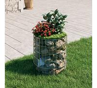 Bopdu Gabion Basket Circular Gabion Pole Stone Cage Patio Garden Lawn Terrace Backyard Gabion Planter Raised Bed, Planter Box for Flowers and Plants Gabion Design Galvanised Steel Ø50x50 cm