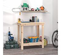 Bopdu Workbench Work Table Workshop Bench Workstation Garage Work Bench Tool Stand 80x50x80 cm Solid Wood Pine
